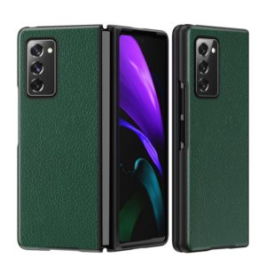For Samsung Galaxy Z Fold2 5G Leather Texture + PC Full Coverge Folding Case(Green Litchi Texture) (OEM)