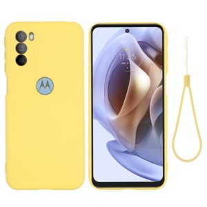 For Motorola Moto G51 5G Pure Color Liquid Silicone Shockproof Full Coverage Phone Case(Yellow) (OEM)