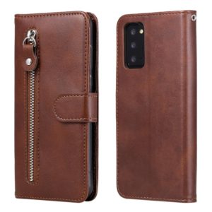 For Samsung Galaxy Note20 Fashion Calf Texture Zipper Horizontal Flip Leather Case with Stand & Card Slots & Wallet Function(Brown) (OEM)