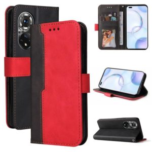 For Huawei Nova 9 Pro/Honor 50 Pro Stitching-Color Horizontal Flip Leather Case(Red) (OEM)