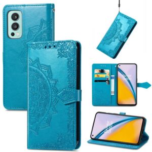 For OnePlus Nord 2 5G Mandala Embossing Pattern Horizontal Flip Leather Case with Holder & Card Slots & Wallet & Lanyard(Blue) (OEM)