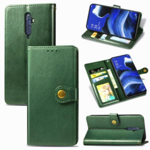 For OPPO Reno 2F/Reno 2Z Retro Solid Color Leather Buckle Phone Case with Lanyard & Photo Frame & Card Slot & Wallet & Stand Function(Green) (OEM)
