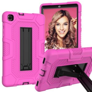 For Samsung Galaxy Tab A 8.4 (2020) / T307 Contrast Color Robot Shockproof Silicone + PC Protective Case with Holder(Rose Red Black) (OEM)