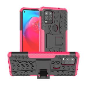 For Motorola Moto G Stylus 5G Tire Texture Shockproof TPU+PC Protective Case with Holder(Pink) (OEM)