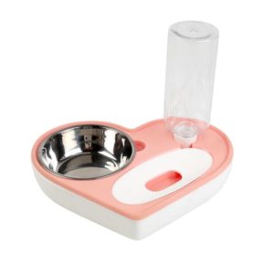 Pet Bowl Love And Moisture-Proof Mouth Dual-Use Bowl Cat Automatic Water Bowl(Pink) (OEM)