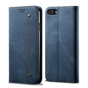 For iPhone SE 2022 / SE 2020 / 8 / 7 Denim Texture Casual Style Horizontal Flip Leather Case with Holder & Card Slots & Wallet(Blue) (OEM)