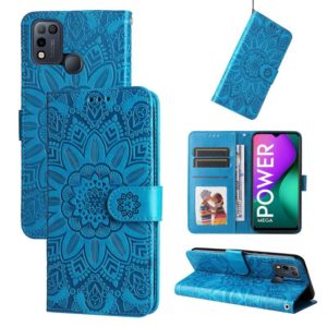 For Infinix Smart 5 Embossed Sunflower Leather Phone Case(Blue) (OEM)