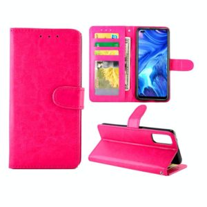 For OPPO Reno4(4G) Crazy Horse Texture Leather Horizontal Flip Protective Case with Holder & Card Slots & Wallet & Photo Frame(Magenta) (OEM)