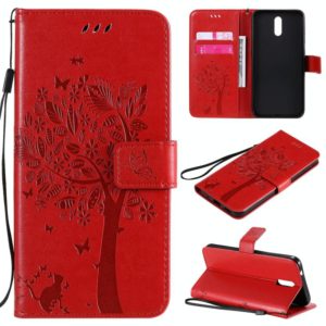 For Nokia 2.3 Tree & Cat Embossed Pattern Horizontal Flip Leather Case with Holder & Card Slots & Wallet & Lanyard(Red) (OEM)