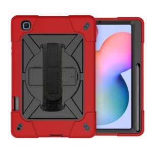 For Samsung Galaxy Tab S6 Lite P610 Contrast Color Robot Shockproof Silicon + PC Protective Case with Holder & Pen Slot(Red Black) (OEM)