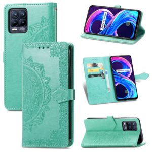 For OPPO Realme 8 5G / Realme V13 5G Mandala Embossing Pattern Horizontal Flip Leather Case with Holder & Card Slots & Wallet & Lanyard(Green) (OEM)