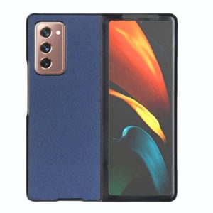 For Samsung Galaxy Z Fold2 5G Cross Texture PU Shockproof Protective Case(Blue) (OEM)