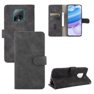For Xiaomi Redmi 10X & 10X Pro 5G Solid Color Skin Feel Magnetic Buckle Horizontal Flip Calf Texture PU Leather Case with Holder & Card Slots & Wallet(Black) (OEM)