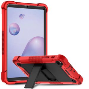 For Samsung Galaxy Tab A 8.4(2020) Silicone + PC Shockproof Protective Case with Holder(Red + Black) (OEM)