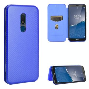 For Nokia C3 Carbon Fiber Texture Horizontal Flip TPU + PC + PU Leather Case with Card Slot(Blue) (OEM)