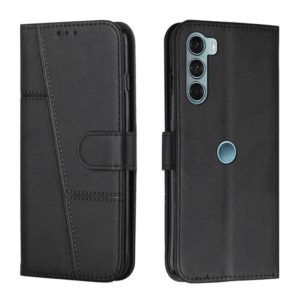 For Motorola Moto G200 5G / Edge S30 Stitching Calf Texture Buckle Leather Phone Case(Black) (OEM)
