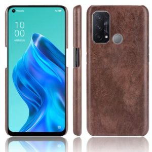 For OPPO Reno5 A Shockproof Litchi Texture PC + PU + Flannel Case(Brown) (OEM)