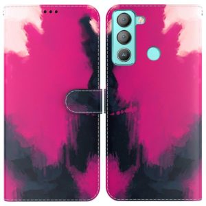 For Tecno Pop 5 LTE BD4 Watercolor Pattern Horizontal Flip Leather Phone Case(Berry Color) (OEM)