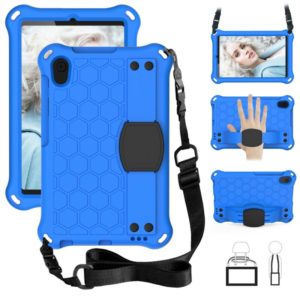 For Galaxy Tab A 8.4(2020) T307 Honeycomb Design EVA + PC Material Four Corner Anti Falling Flat Protective Shell With Strap(Blue+Black) (OEM)