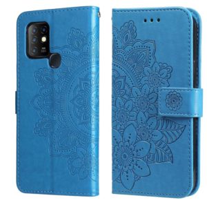 7-petal Flowers Embossing Pattern Horizontal Flip PU Leather Case with Holder & Card Slots & Wallet & Photo Frame For Infinix Hot 10(Blue) (OEM)