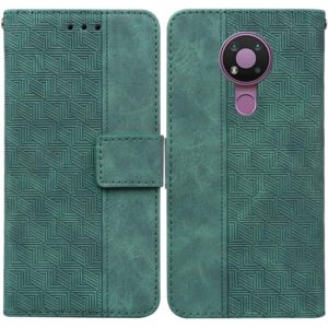 For Nokia 3.4 Geometric Embossed Leather Phone Case(Green) (OEM)