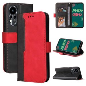 For Infinix Hot 11S Stitching-Color Horizontal Flip Leather Case(Red) (OEM)