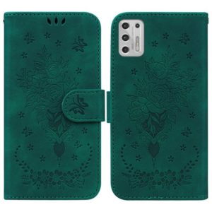 For Motorola Moto G Stylus 2021 Butterfly Rose Embossed Leather Phone Case(Green) (OEM)