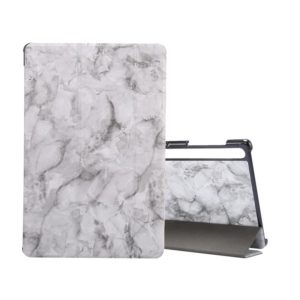 For Samsung Galaxy Tab S8 / Galaxy Tab S7 T870 Marble Texture Pattern Horizontal Flip Leather Case, with Three-folding Holder & Sleep / Wake-up(Black Gray) (OEM)