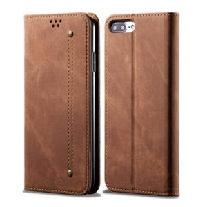 For iPhone 6 Plus / 6s Plus Denim Texture Casual Style Horizontal Flip Leather Case with Holder & Card Slots & Wallet(Brown) (OEM)