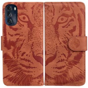 For Motorola Moto G 2022 Tiger Embossing Pattern Horizontal Flip Leather Phone Case(Brown) (OEM)