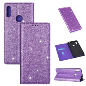 For Huawei Y6 (2019) Ultrathin Glitter Magnetic Horizontal Flip Leather Case with Holder & Card Slots(Purple) (OEM)
