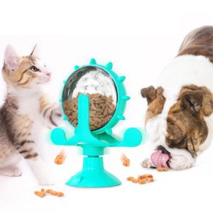 ZQL-01 Dog Toys Funny Cat Slow Food Leakage Windmill Turntable(Lake Blue) (OEM)