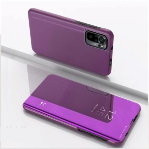 For Redmi Note 10 4G / Redmi Note 10S Plated Mirror Horizontal Flip Leather Case with Holder(Purple) (OEM)