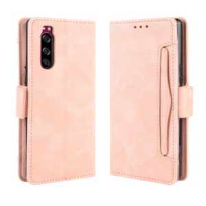 For Sony Xperia 5 Wallet Style Skin Feel Calf Pattern Leather Case with Separate Card Slot(Pink) (OEM)