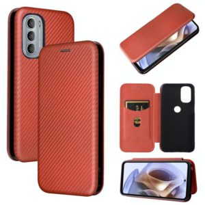 For Motorola Moto G31 / G41 Carbon Fiber Texture Flip Leather Phone Case(Brown) (OEM)