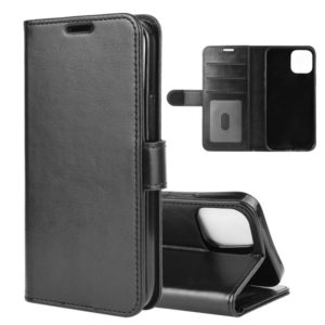 For iPhone 12 / 12 Pro R64 Texture Single Horizontal Flip Protective Case with Holder & Card Slots & Wallet& Photo Frame(Black) (OEM)