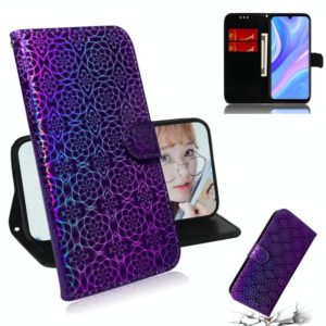 For Huawei P Smart S / Enjoy 10s / Y8p Solid Color Colorful Magnetic Buckle Horizontal Flip PU Leather Case with Holder & Card Slots & Wallet & Lanyard(Purple) (OEM)