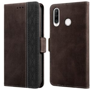 For Huawei P30 Lite Stitching Side-Magnetic RFID Leather Phone Case(Coffee) (OEM)