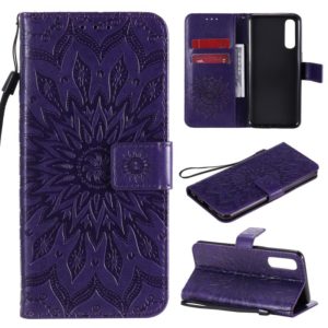 For OPPO Reno3 Pro 4G Sun Embossing Pattern Horizontal Flip Leather Case with Card Slot & Holder & Wallet & Lanyard(Purple) (OEM)