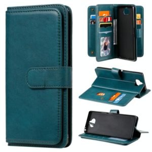 For Sony Xpeira 8 Multifunctional Magnetic Copper Buckle Horizontal Flip Solid Color Leather Case with 10 Card Slots & Wallet & Holder & Photo Frame(Dark Green) (OEM)