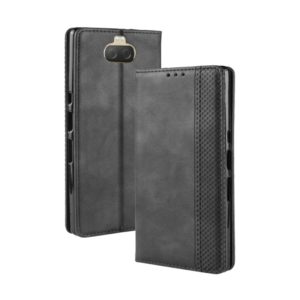 Magnetic Buckle Retro Texture Horizontal Flip Leather Case for Sony Xperia 10, with Holder & Card Slots & Wallet (Black) (OEM)