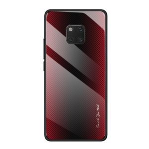 For Huawei Mate 20 Pro Texture Gradient Glass Protective Case(Red) (OEM)