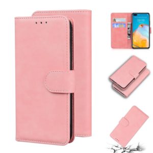 For Huawei P40 Skin Feel Pure Color Flip Leather Phone Case(Pink) (OEM)