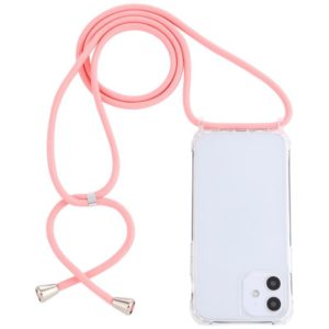 For iPhone 12 mini Transparent Acrylic Airbag Shockproof Phone Protective Case with Lanyard (Pink) (OEM)