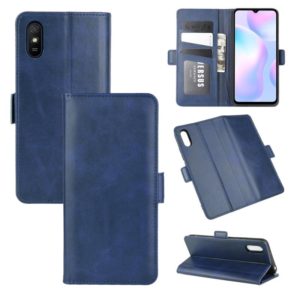 For Xiaomi Redmi 9A Dual-side Magnetic Buckle Horizontal Flip Leather Case with Holder & Card Slots & Wallet(Dark Blue) (OEM)
