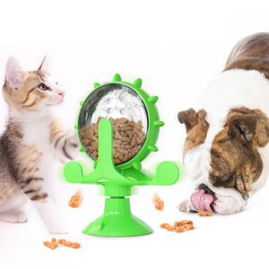 ZQL-01 Dog Toys Funny Cat Slow Food Leakage Windmill Turntable(Green) (OEM)