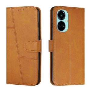 For Tecno Camon 19 Pro 5G Stitching Calf Texture Buckle Leather Phone Case(Yellow) (OEM)