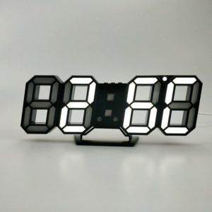 6609 3D Stereo LED Alarm Clock Living Room 3D Wall Clock, Colour: Black Frame White Light (OEM)