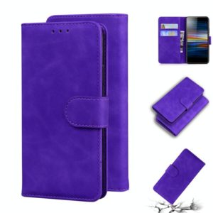 For Sony Xperia L3 Skin Feel Pure Color Flip Leather Phone Case(Purple) (OEM)