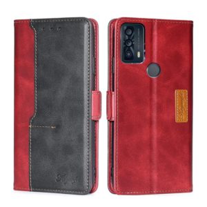 For TCL 20B/6159K Contrast Color Side Buckle Leather Phone Case(Red + Black) (OEM)